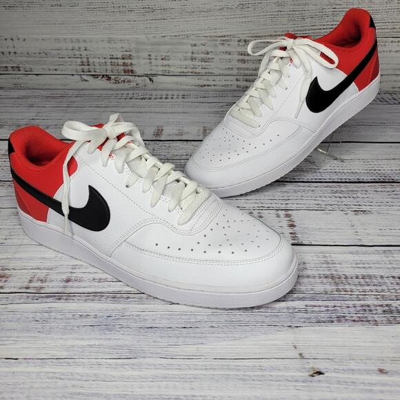 Nike Court Vision Low Sneakers DH0851-100 White University Red | Men's 13 - Picture 1 of 9